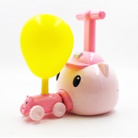 Balloon Powered Cars  and Launcher Set Preschool Educational Toys with Manual Balloon Pump for Kids Boys Girls 3-Pig Cartoon Model